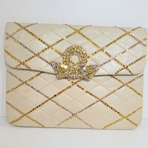1950s Koret Rhinestone Quilted Leather Clutch bag